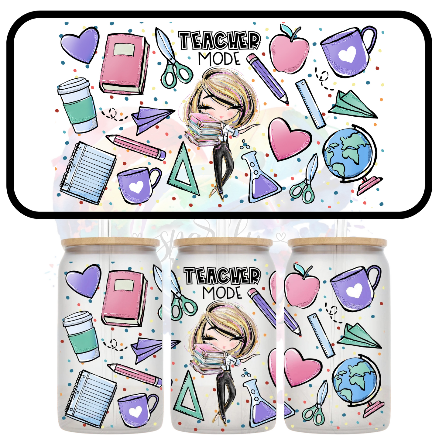 Teacher Mode 16 oz UV DTF Wrap