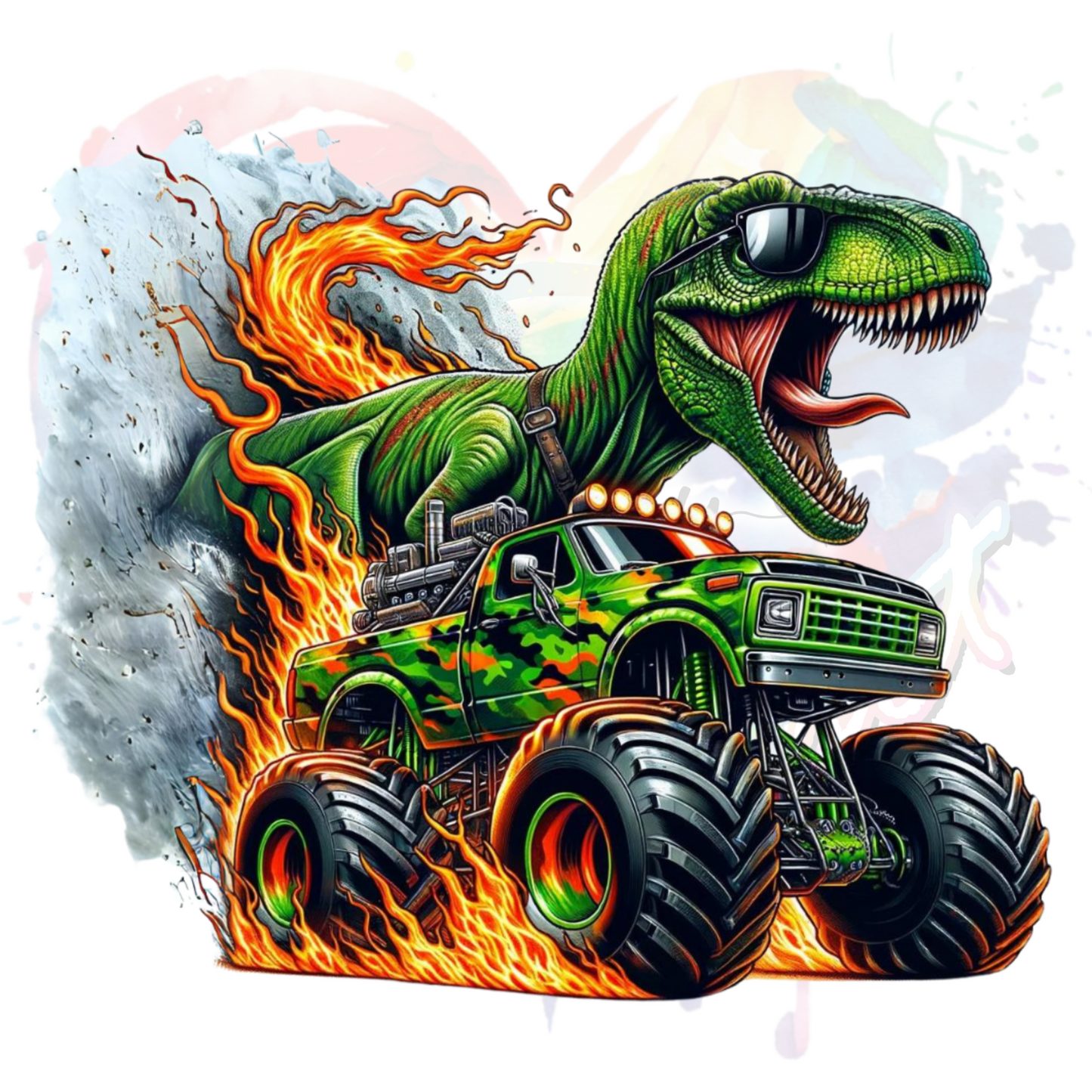 Monster Truck Dino  UV DTF Decal