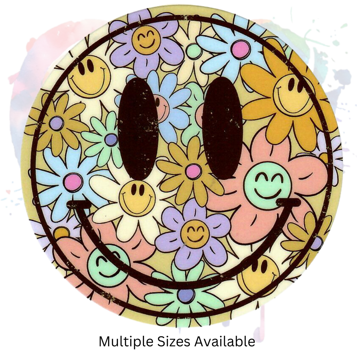 Boho Happy Face  UV DTF Decal