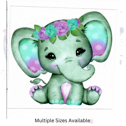 Baby Girl Elephant  UV DTF Decal