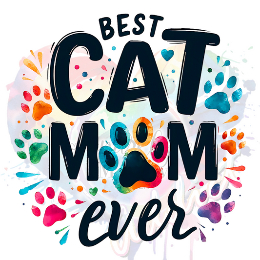 Best Cat Mom Ever Black  UV DTF Decal (3 INCHES)