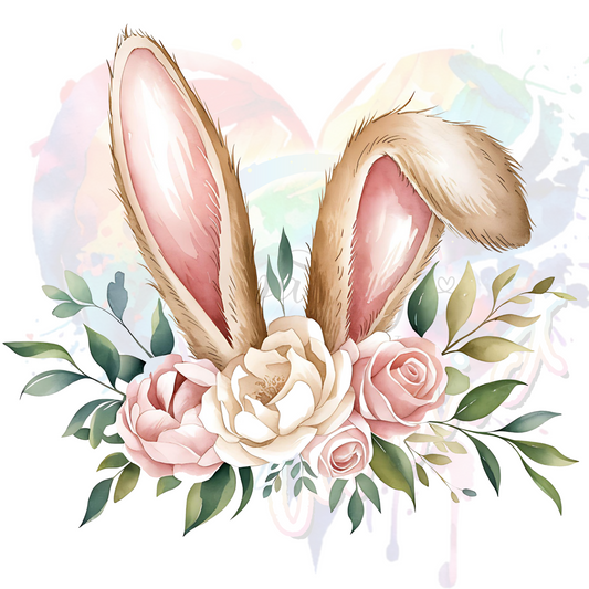 Blush Floral Easter Bunny  UV DTF Decal (3 inches)