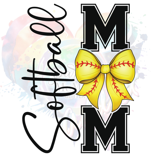 Softball Bow Mom 8  UV DTF Decal