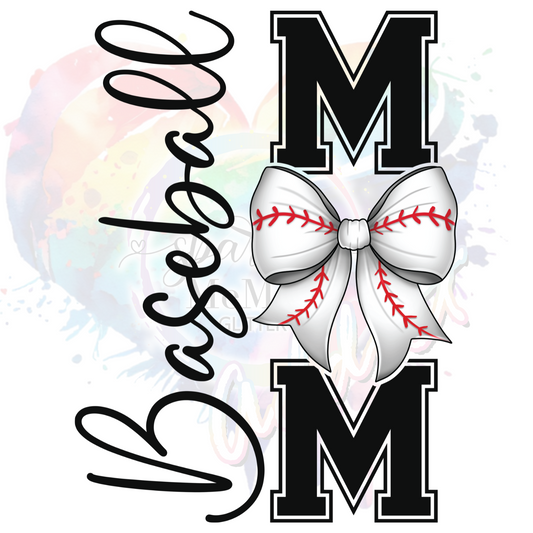 BaseBall Mom Bow B   UV DTF Decal