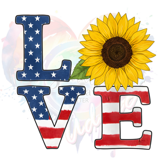 Love Merica Sunflower UV DTF Decal