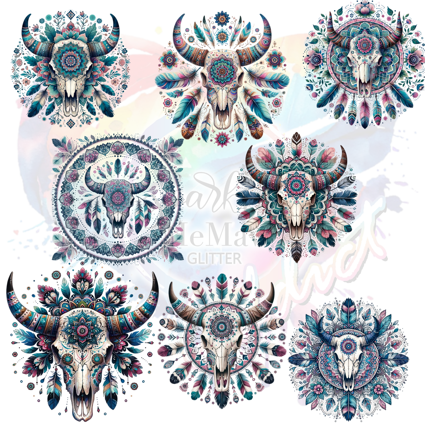 Bull Skull Mandala UV DTF Decal