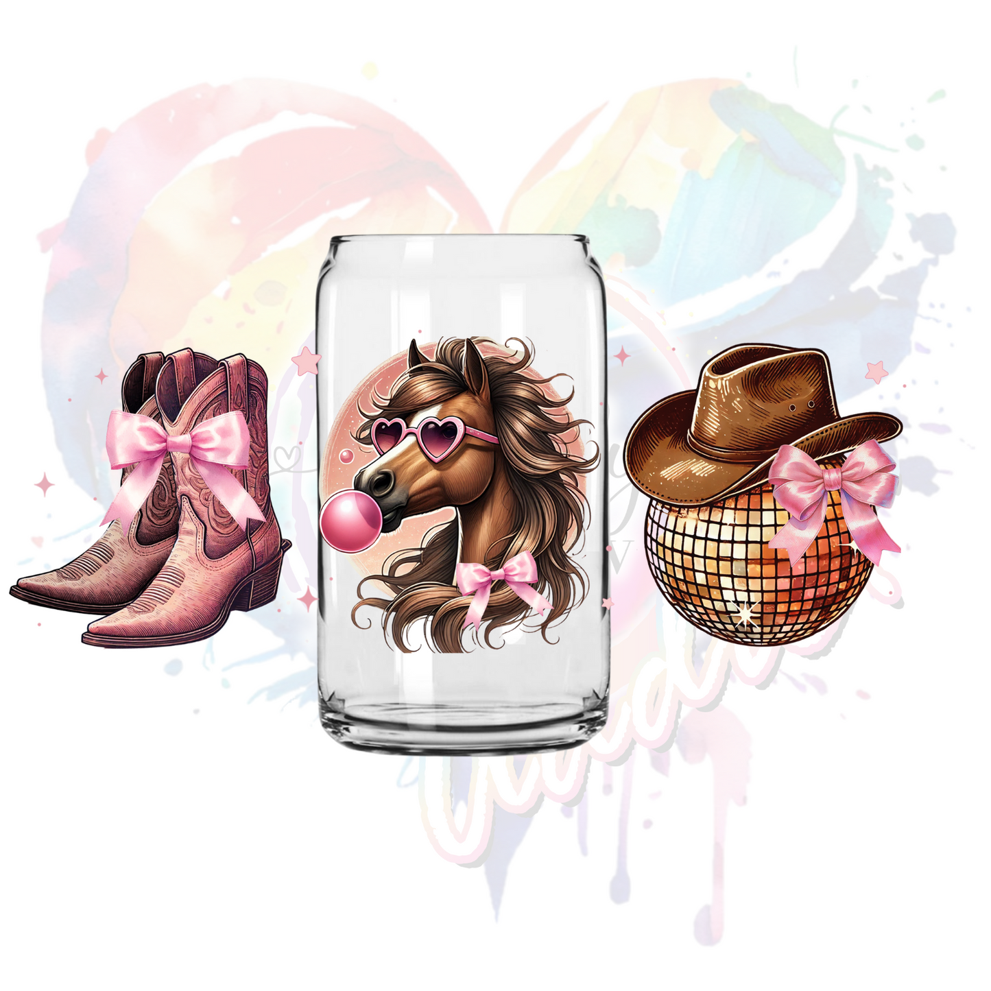 Disco Girly Cowgirl  UV DTF 16 oz Wrap 9.7 x 3.6