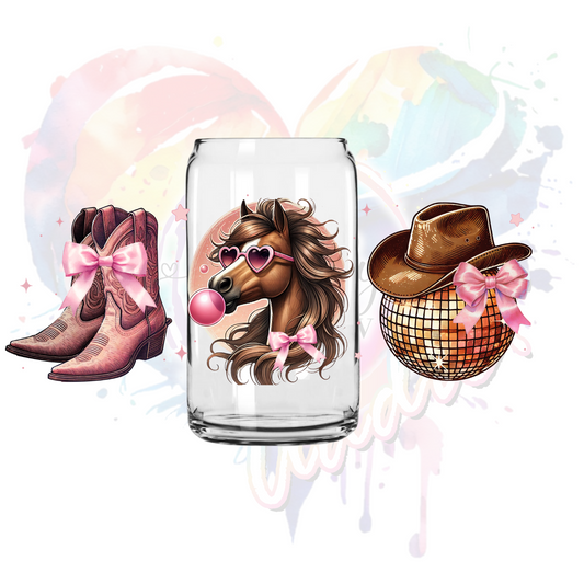 Disco Girly Cowgirl  UV DTF 16 oz Wrap 9.7 x 3.6