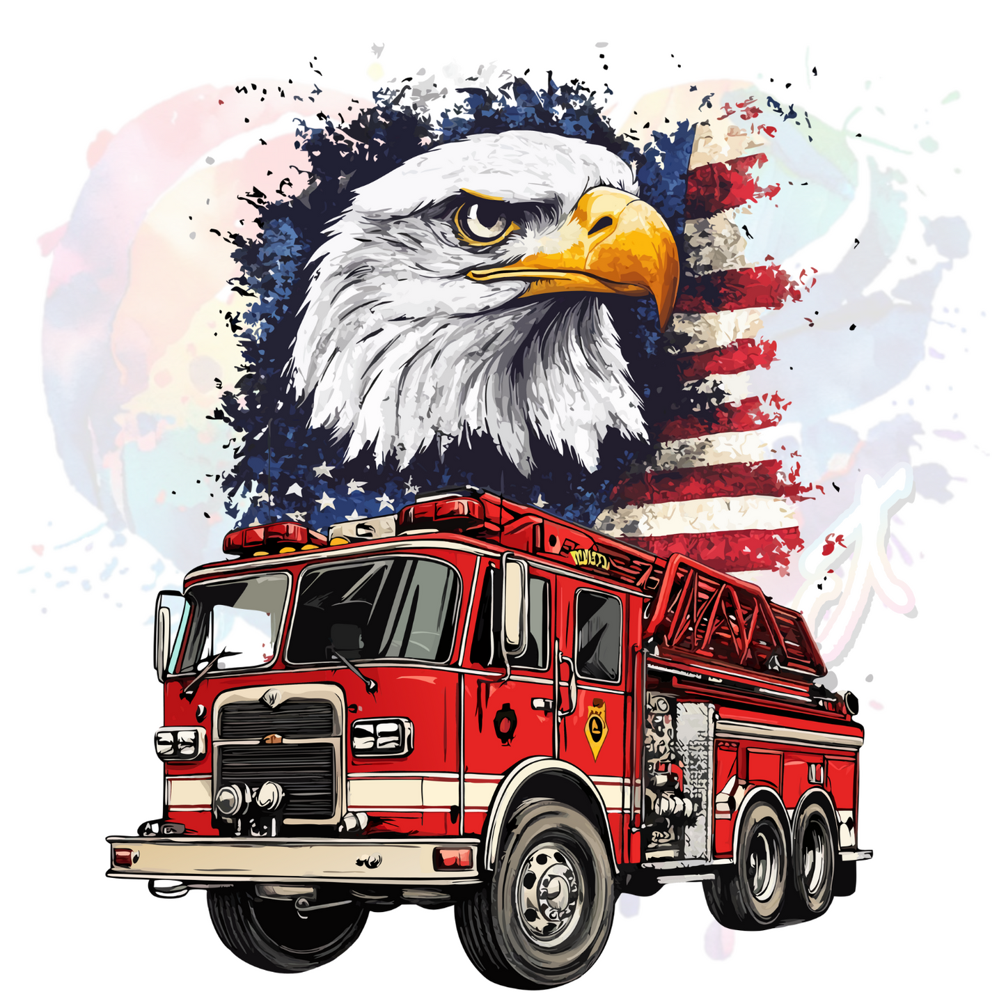 FireTruck Eagle  UV DTF Decal