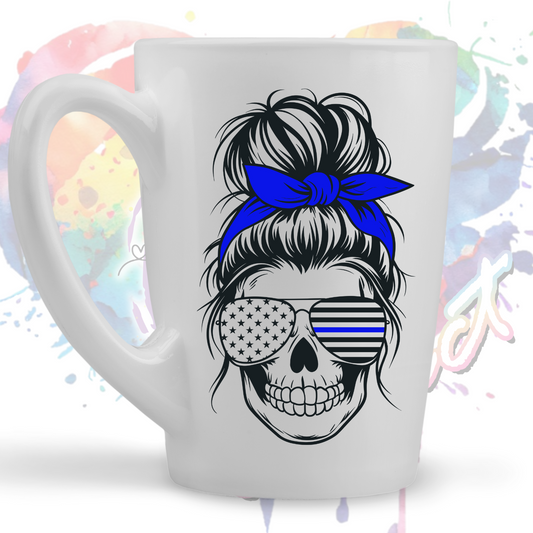 Messy Bun Thin Blue Line UV DTF Decal