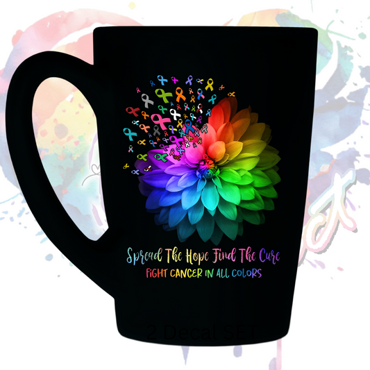 Spread hope find the cure uv dtf decal 3.5 inches tall
