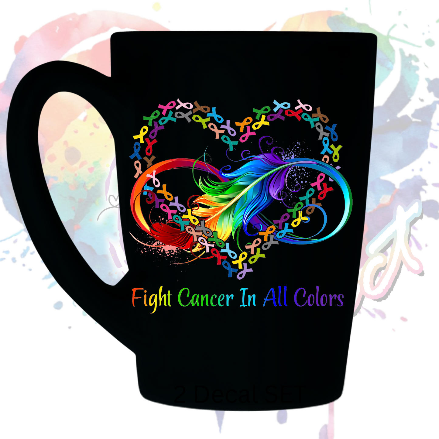 Fight Cancer in all Colors uv dtf decal 3.5 inches tall