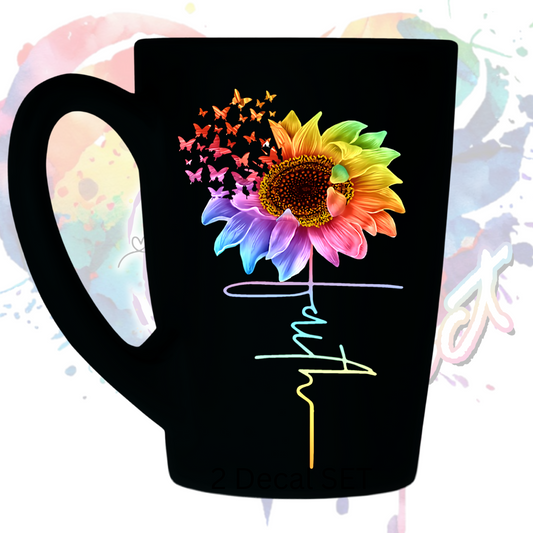 Faith Sunflower Words uv dtf decal 3.5 inches tall