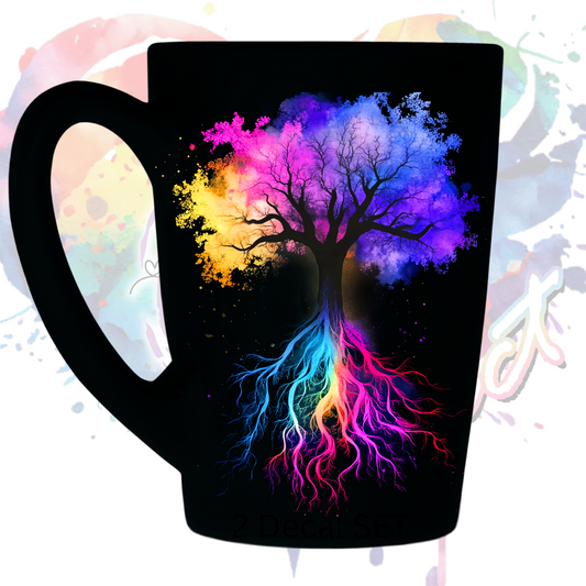 Colorful Tree of Life  uv dtf decal 3.5 inches tall