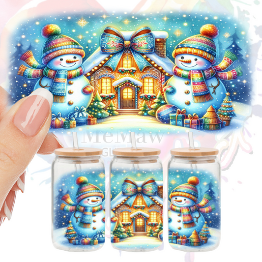 Snowman Color and house UV DTF Wrap