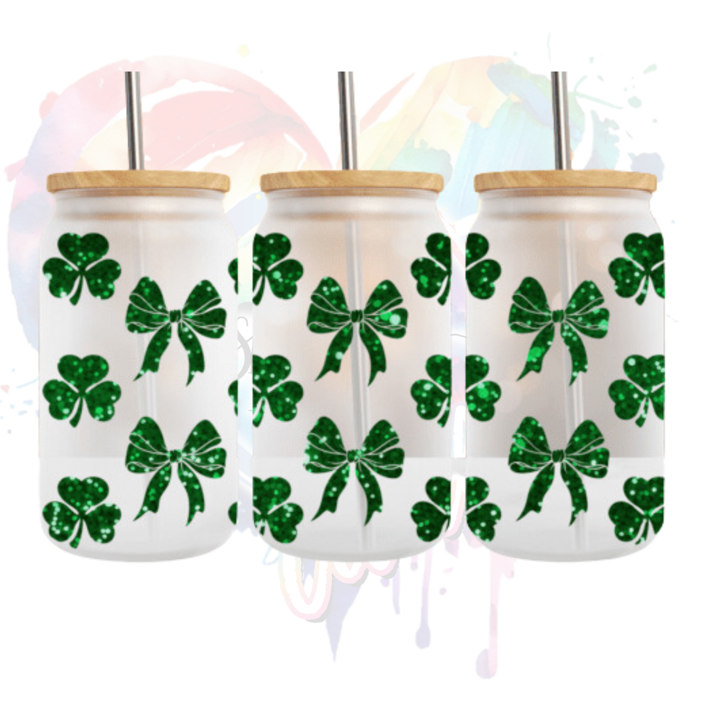 Shamrock Bow  UV DTF 16 oz Wrap 9.75 x 5