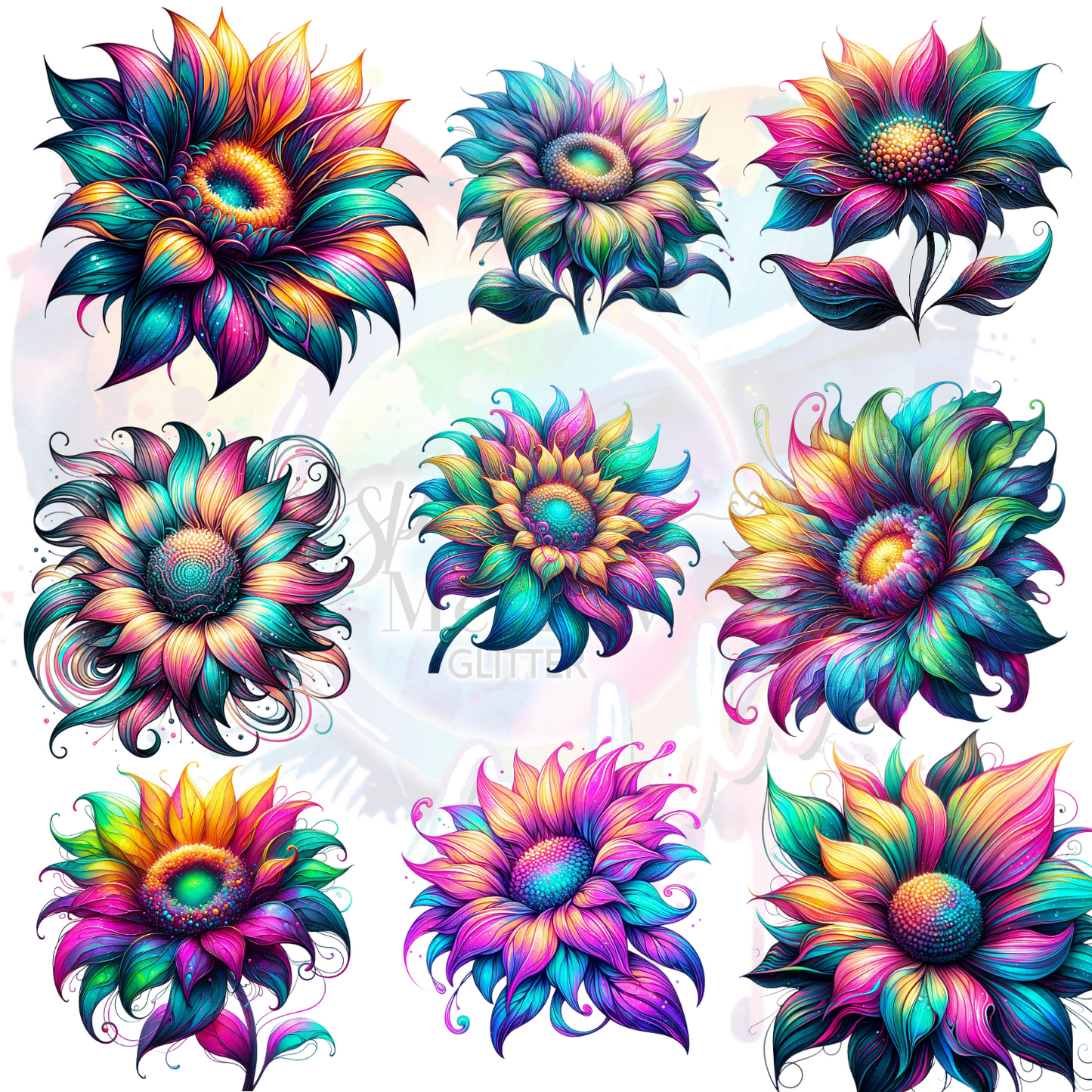 Neon Sunflowers UV DTF Decal