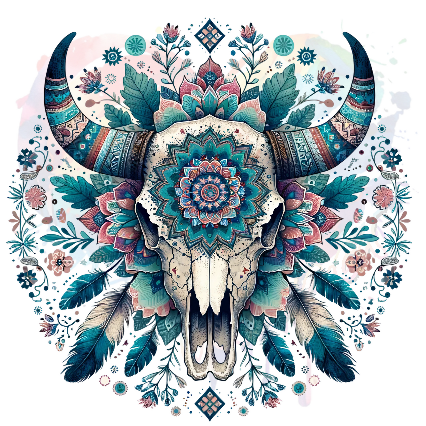 Bull Skull Mandala UV DTF Decal