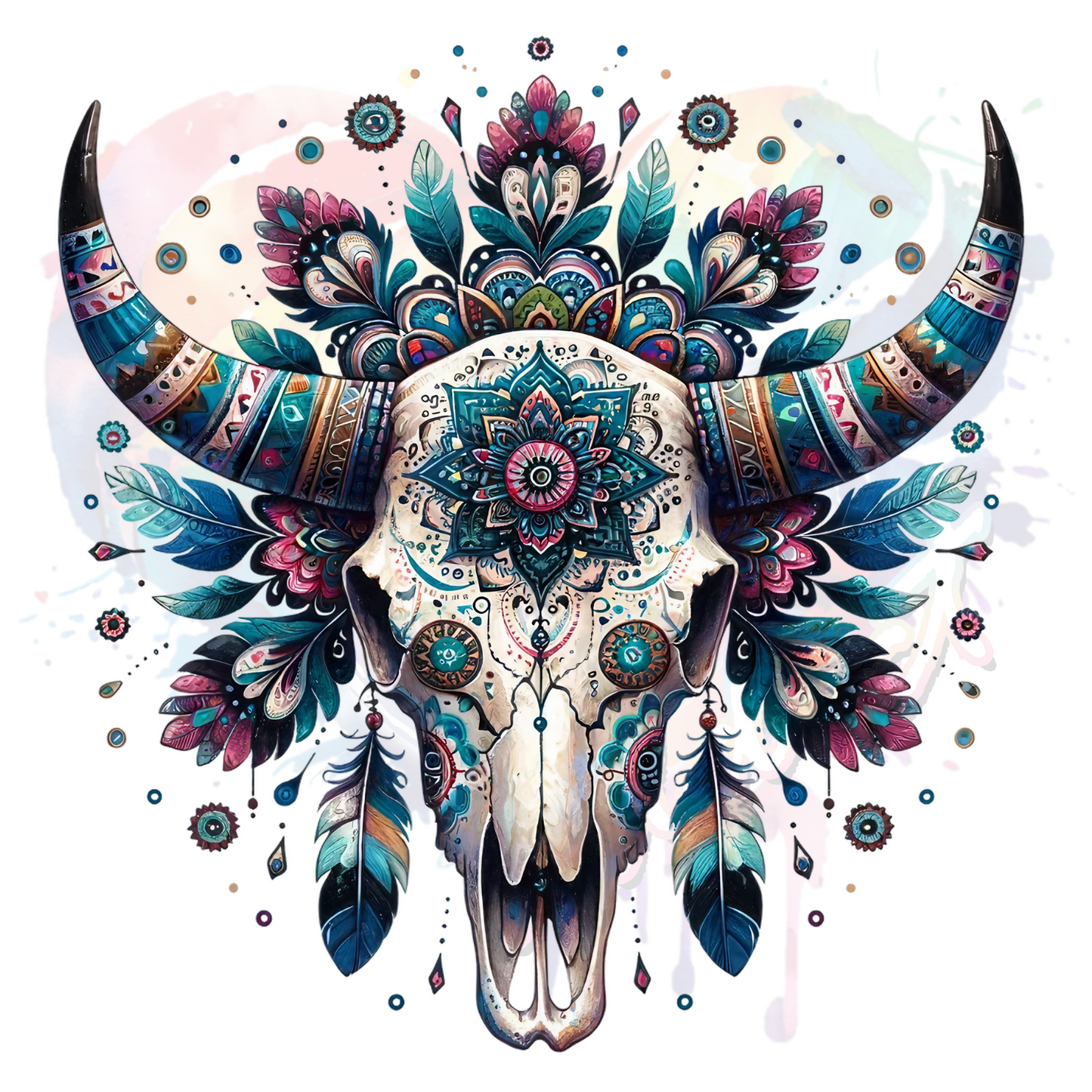 Bull Skull Mandala UV DTF Decal