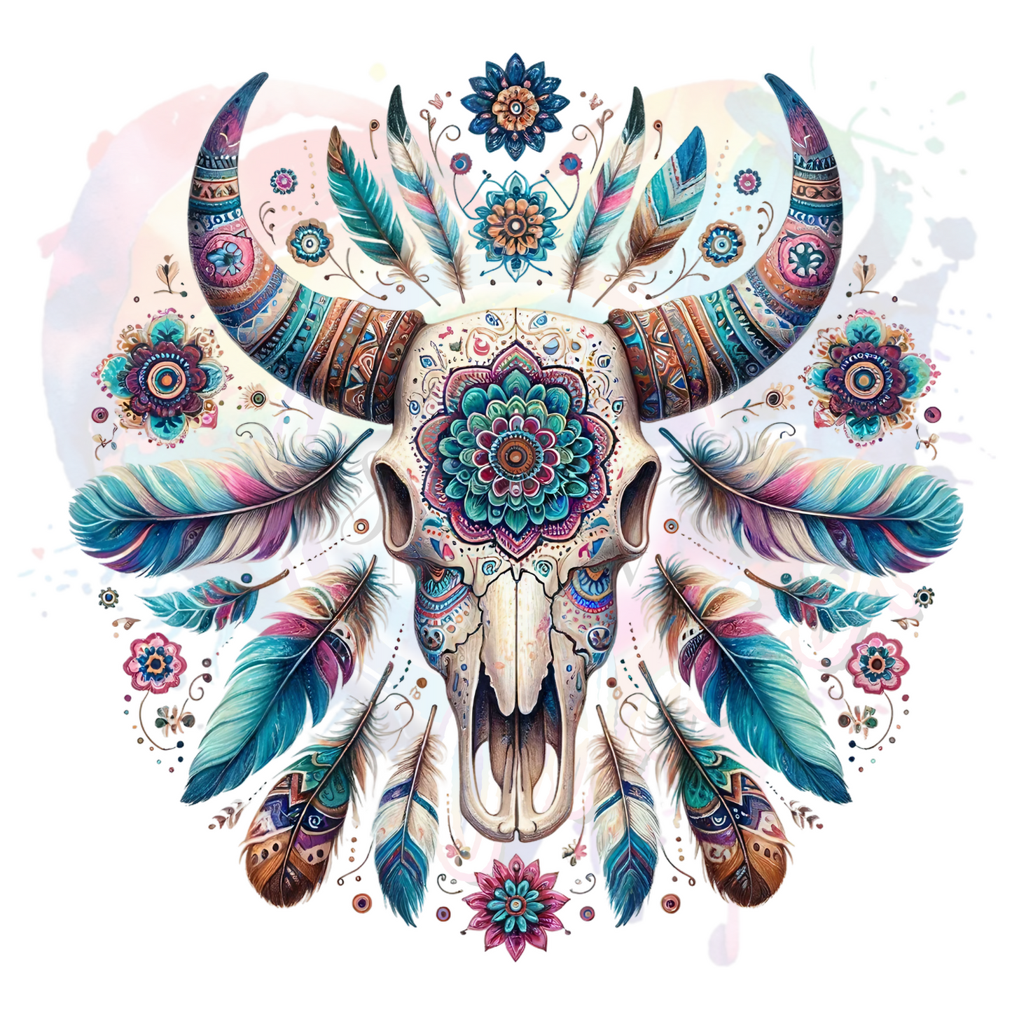 Bull Skull Mandala UV DTF Decal