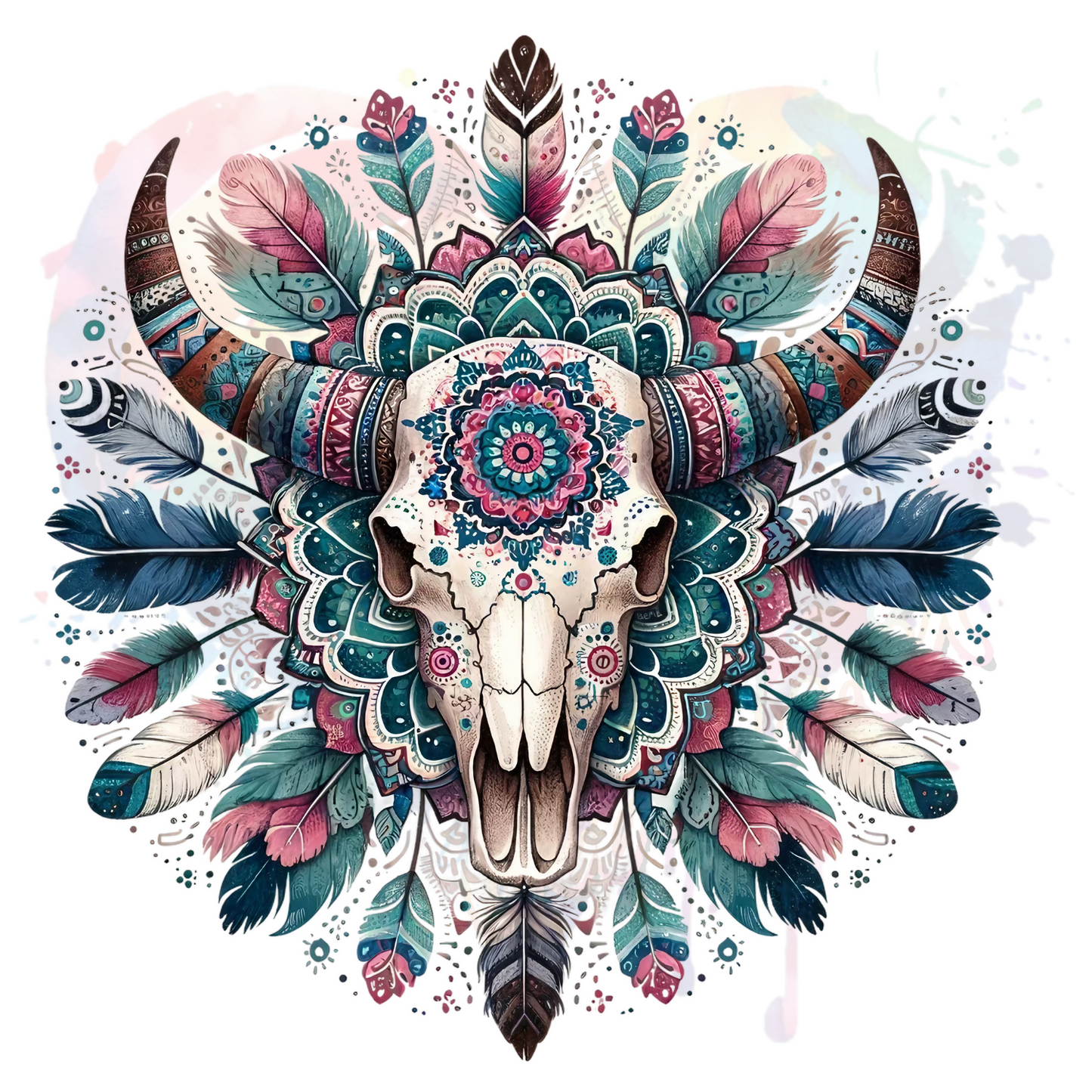 Bull Skull Mandala UV DTF Decal