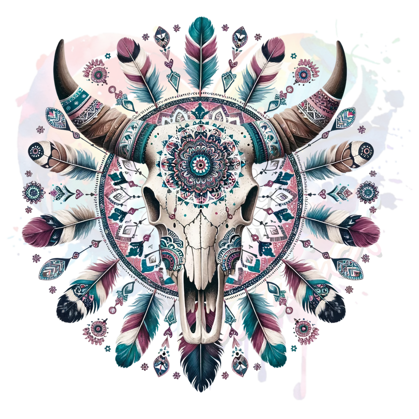 Bull Skull Mandala UV DTF Decal