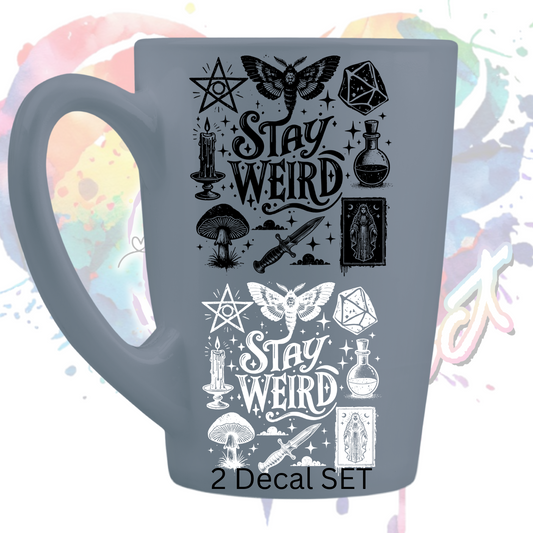 Stay Weird Witchy (2 Decals) UV DTF Decal Set 3.5 inches tall