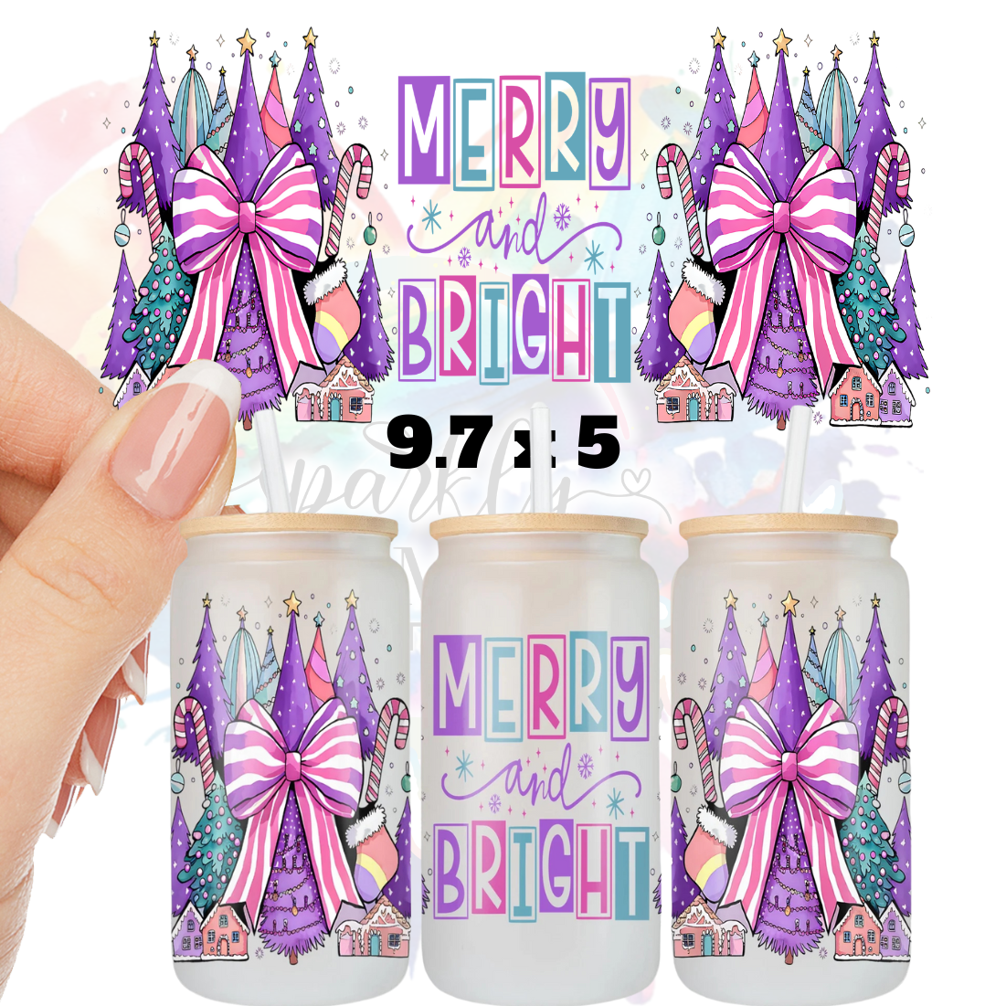 Merry and Bright Wrap UV DTF 16 oz