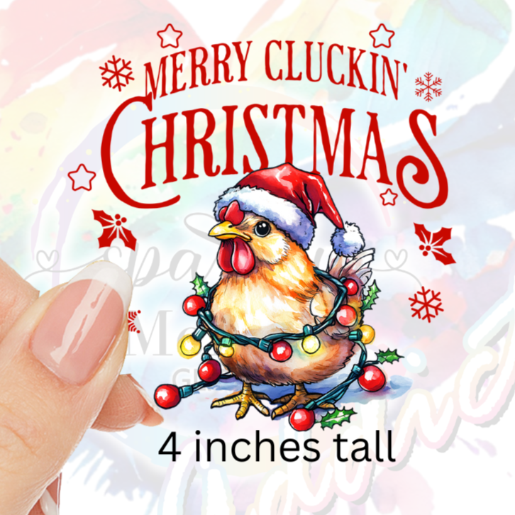 Merry Cluckin Christmas UV DTF Decal