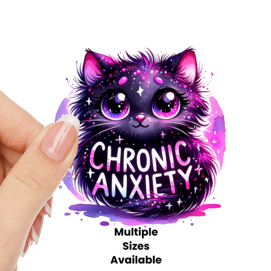 Chronic Anxiety Cat UV DTF Decal