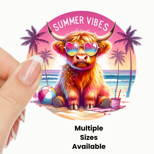 Summer Vibes Highland UV DTF Decal