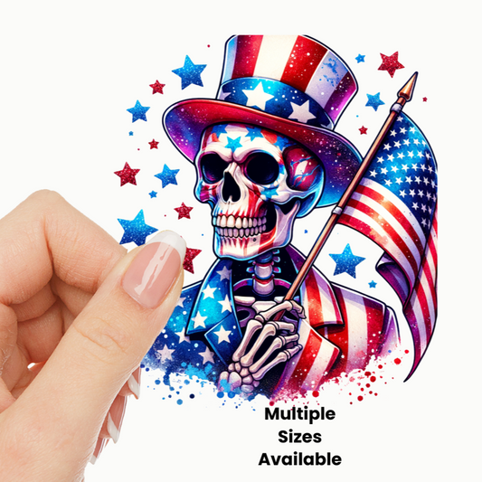 Patriotic Skeleton UV DTF Decal