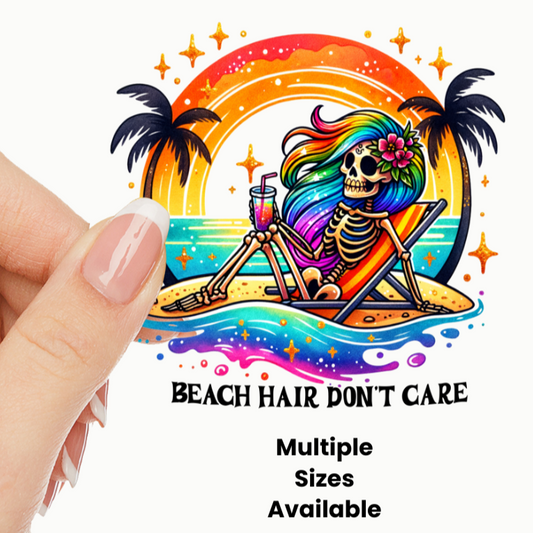 Beach Hair Don't Care UV DTF Decal