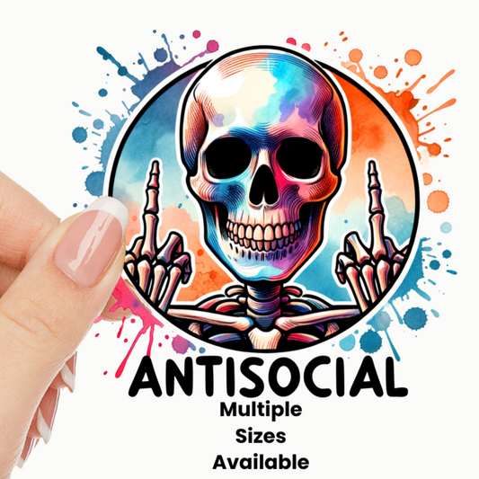 Antisocial Snarky Skeleton UV DTF Decal