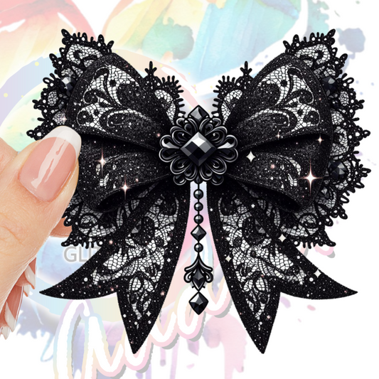 Black Lace Bow UV DTF Decal