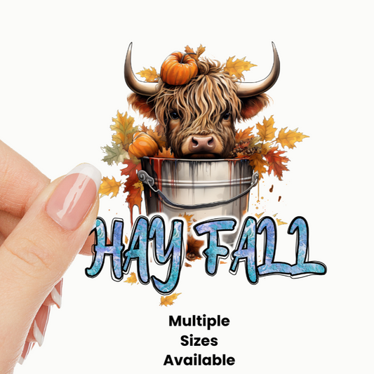 Hay Fall cute Theme Cow UV DTF Decal