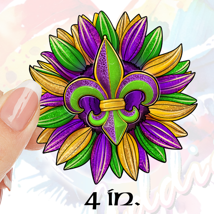 Mardi Gra Sunflower UV DTF Decal