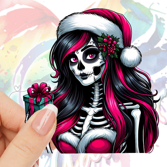 Skeleton Santa UV DTF Decal