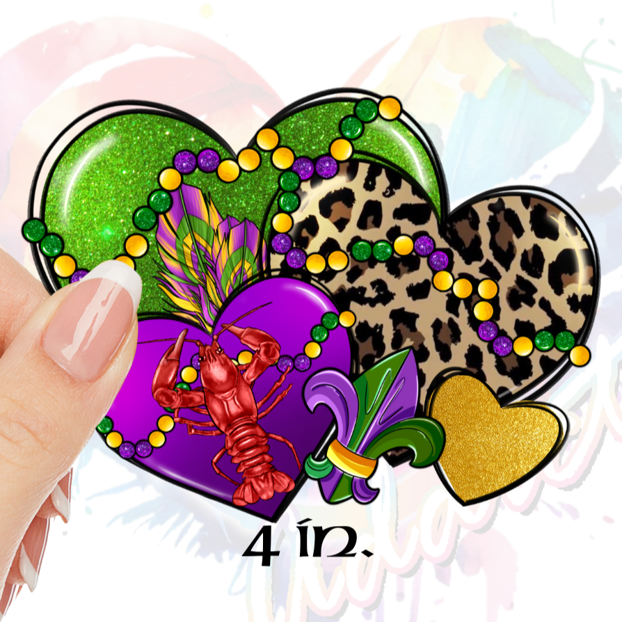 Mardi Gra Heart UV DTF Decal