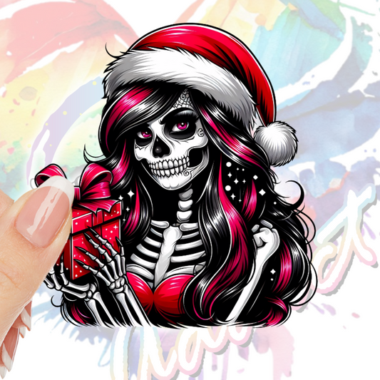 Santa Girl in Red UV DTF Decal