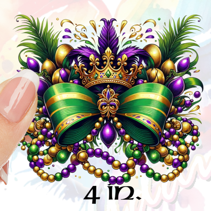 Mardi Gras coquette Bow UV DTF Decal