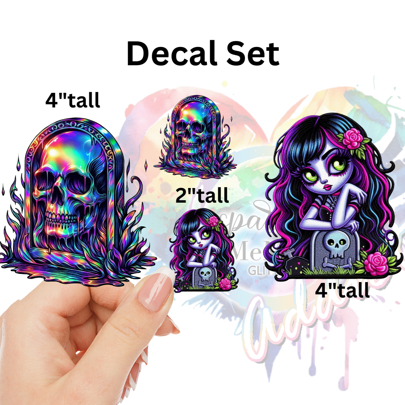 Ghostly Tombstone UV DTF Decal Set (4 Decals)