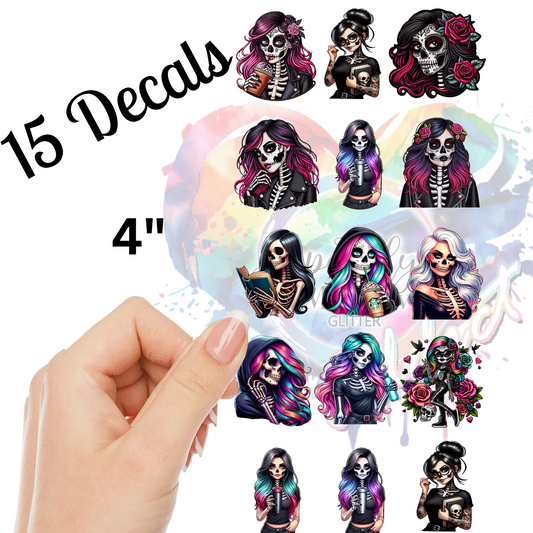 Skelly girls UV DTF Decal Bundle (15 Decals)