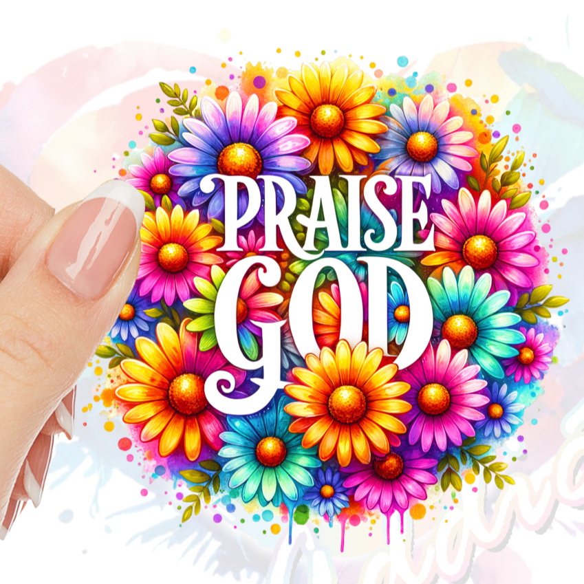 Praise God Flower Wreath UV DTF Decal