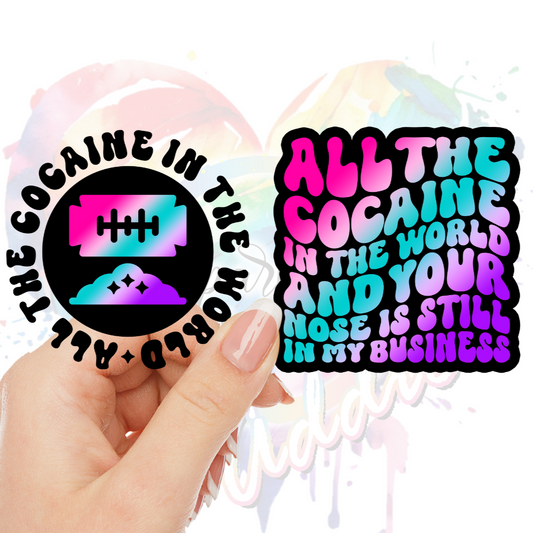 All the cocaine UV DTF Decal Set (2 Decals)