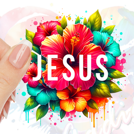 Jesus Hibiscus UV DTF Decal