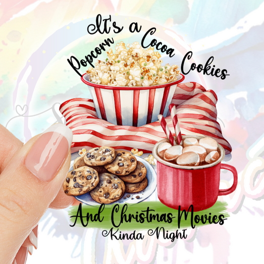 Christmas Popcorn Movie Night UV DTF Decal