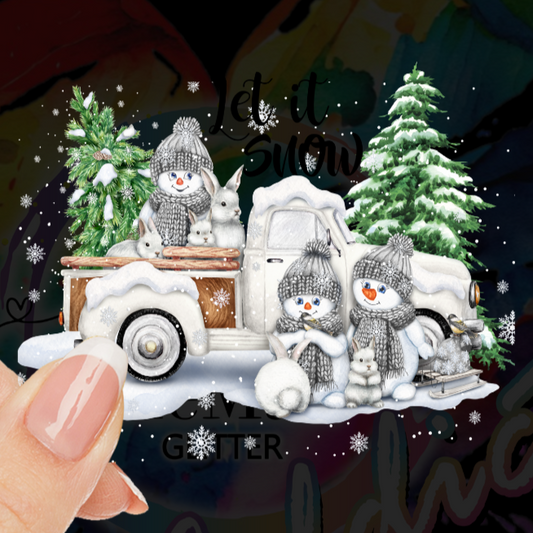 Winter Truck Let is Snow UV DTF Decal