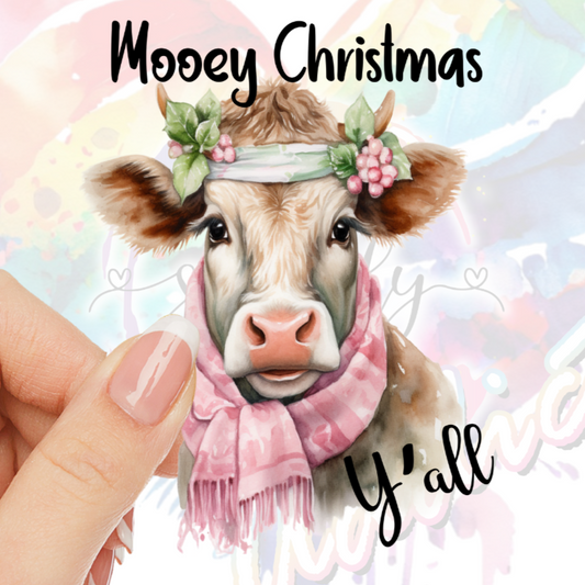 Moooey Christmas Yall UV DTF Decal