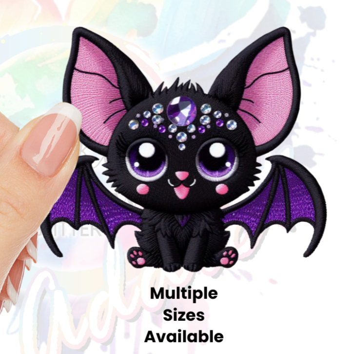 Faux Embroidered Bat UV DTF Decal